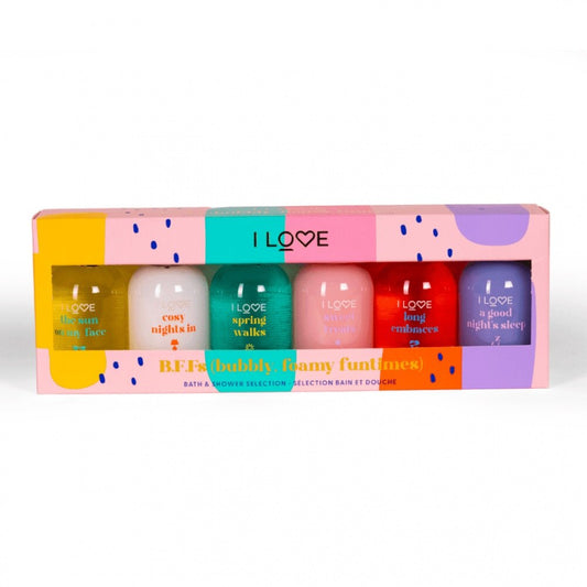 Bubbly Foamy Funtimes Set I Love: Long Embraces, Hydrating, Shower Gel, For All Skin Types, 100 ml + Sweet Treats, Hydrating, Shower Gel, For All Skin Types, 100 ml + Springs Walks, Hydrating, Shower Gel, For All Skin Types, 100 ml + The Sun On My Face,…