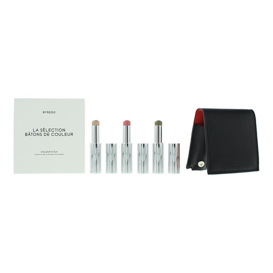 Orange Set Byredo: Colour Stick, Multifunctional, Eyeshadow Stick, 509, Solar Flare, 3.5 g + Colour Stick, Multifunctional, Eyeshadow Stick, Kumato Face, 3.5 g + Colour Stick, Multifunctional, Eyeshadow Stick, Flower Play, 3.5 g + Byredo, GWP Leather…